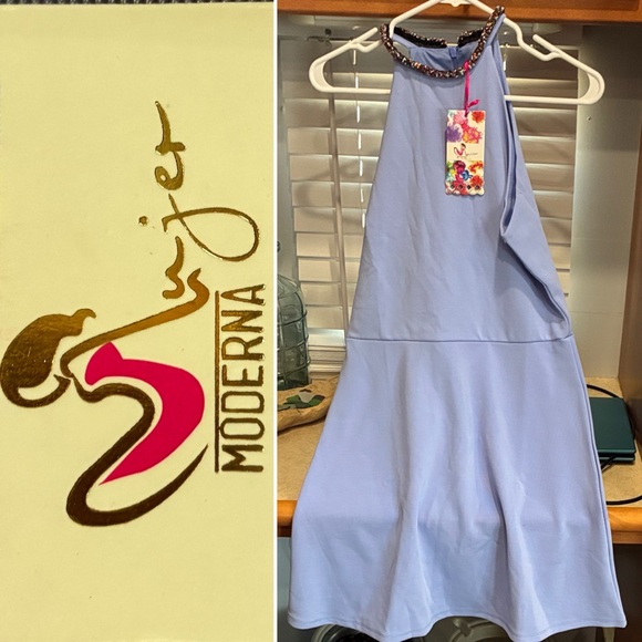 Mujer Moderna Dresses & Skirts - Elegant Lavender Halter Mini Dress